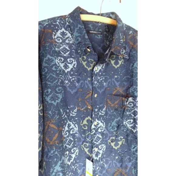 90's vintage Van Heusen dark blue linen button down short sleeve shirt - Picture 4 of 6